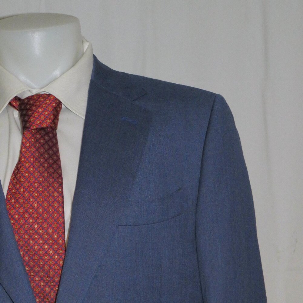 Canali 1934 Silver Label 11280 Venezia Solid Blue Two Button Suit 44R NWT